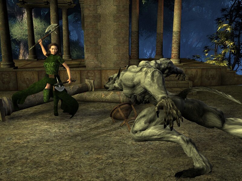 Warrior fighting a werewolf