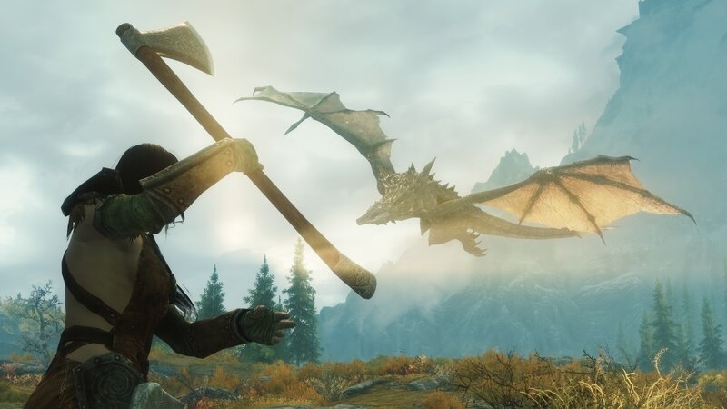 Warrior Fighting Dragon — Gray, Dramatic, Afternoon, 3d Render