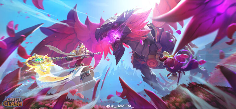 Warrior Fighting Dragon — Pink
