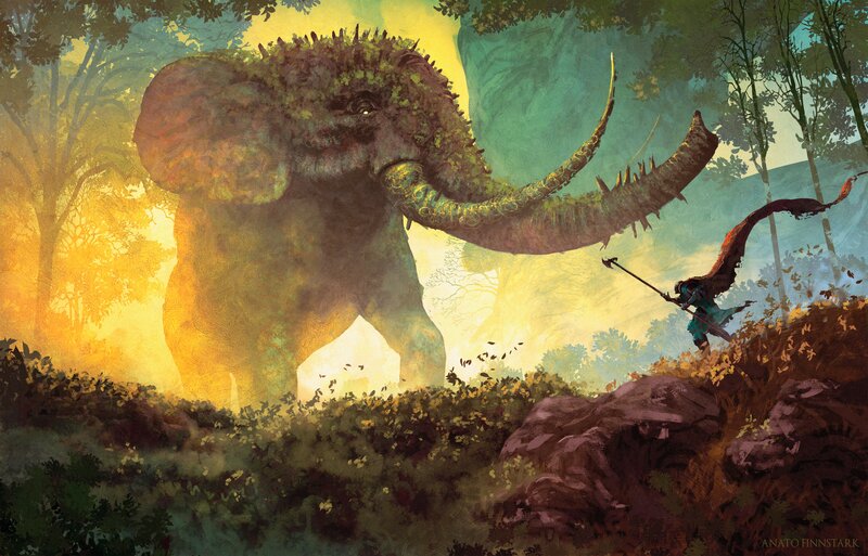 Warrior Fighting Giant Elephant