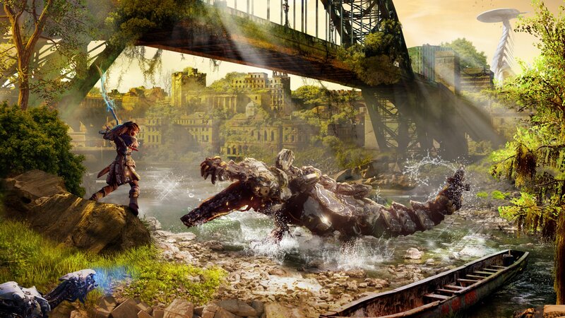 Warrior Fighting Mechanical Crocodile