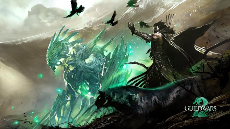 Warrior Fighting Monster — Green, Dramatic, Digital Art, Crows