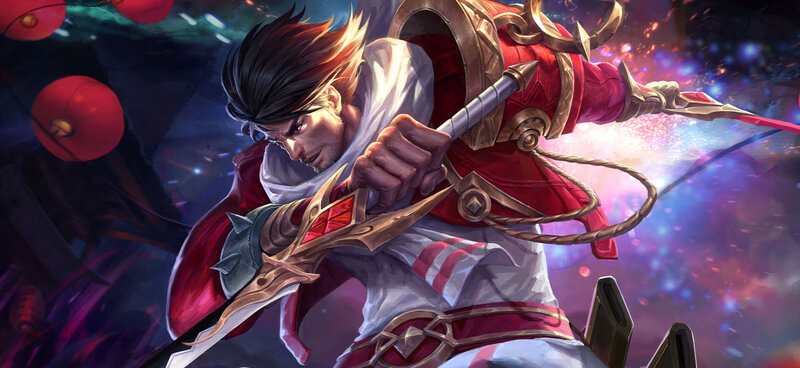 Warrior Holding a Spear — Red