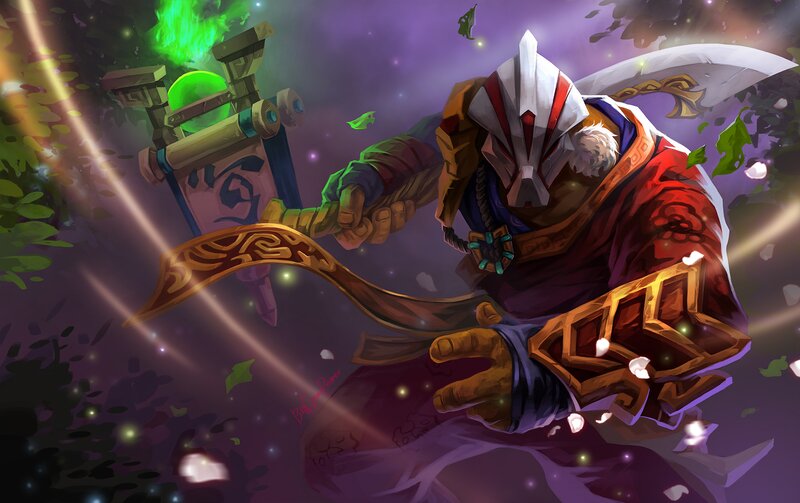 Warrior Holding a Staff — Purple
