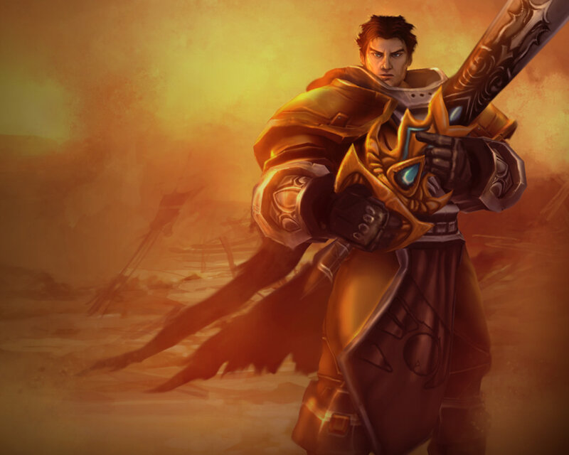 Warrior Holding a Sword — Orange, Dramatic