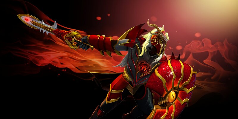 Warrior Holding a Sword — Red, Dramatic