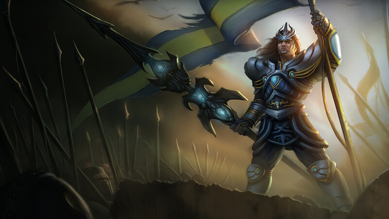 Warrior Holding Flag and Weapon