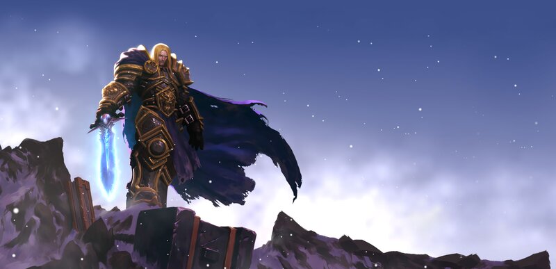 Warrior Holding Glowing Sword — Blue