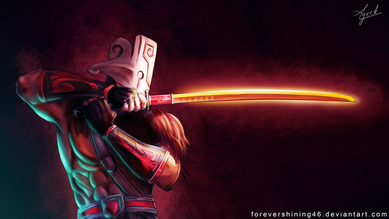 Warrior Holding Glowing Sword — Red