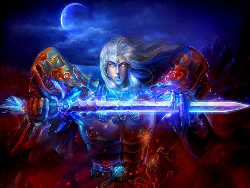 Warrior Holding Glowing Sword