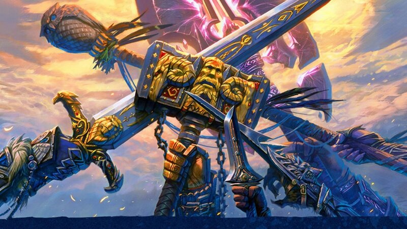 Warrior Holding Multiple Weapons — Blue