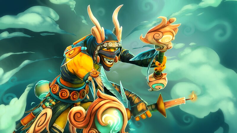 Warrior Holding Staff — Green