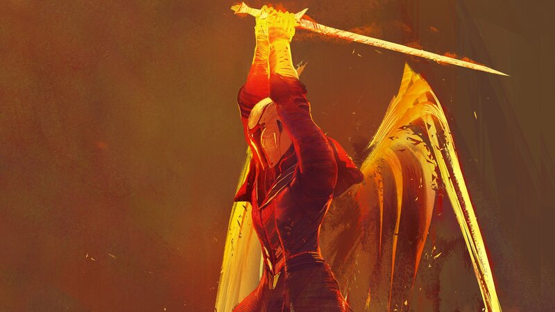 Warrior Holding Sword — Red