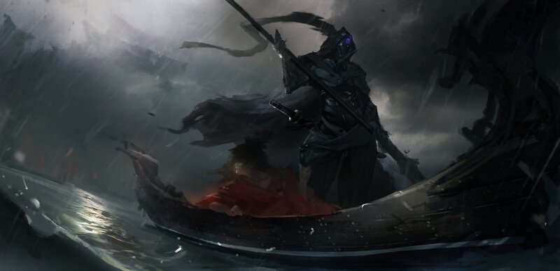 Warrior in a Boat — Gray