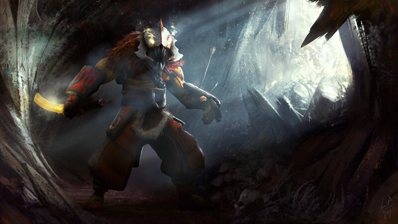 Warrior in a Cave — Brown, Dramatic