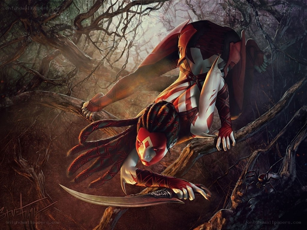 Warrior in a dark forest
