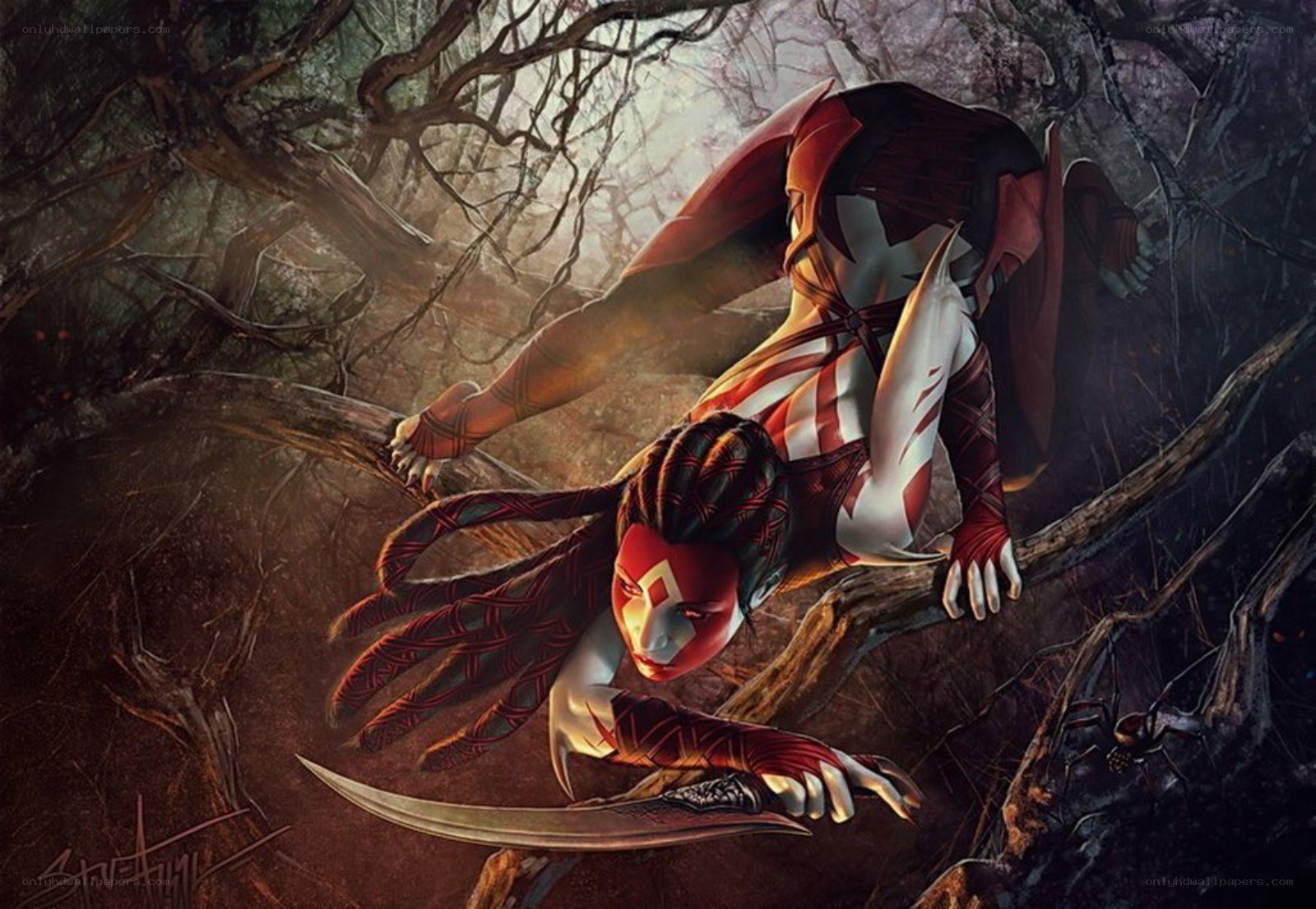 Warrior in a dark forest