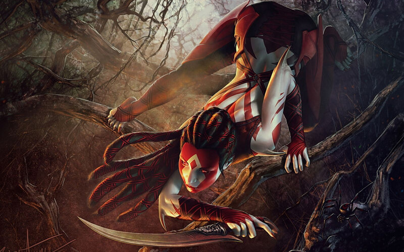 warrior in a dark forest