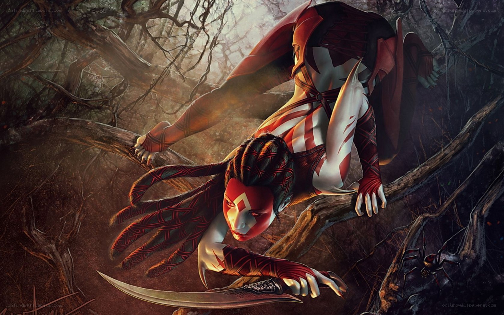 warrior in a dark forest