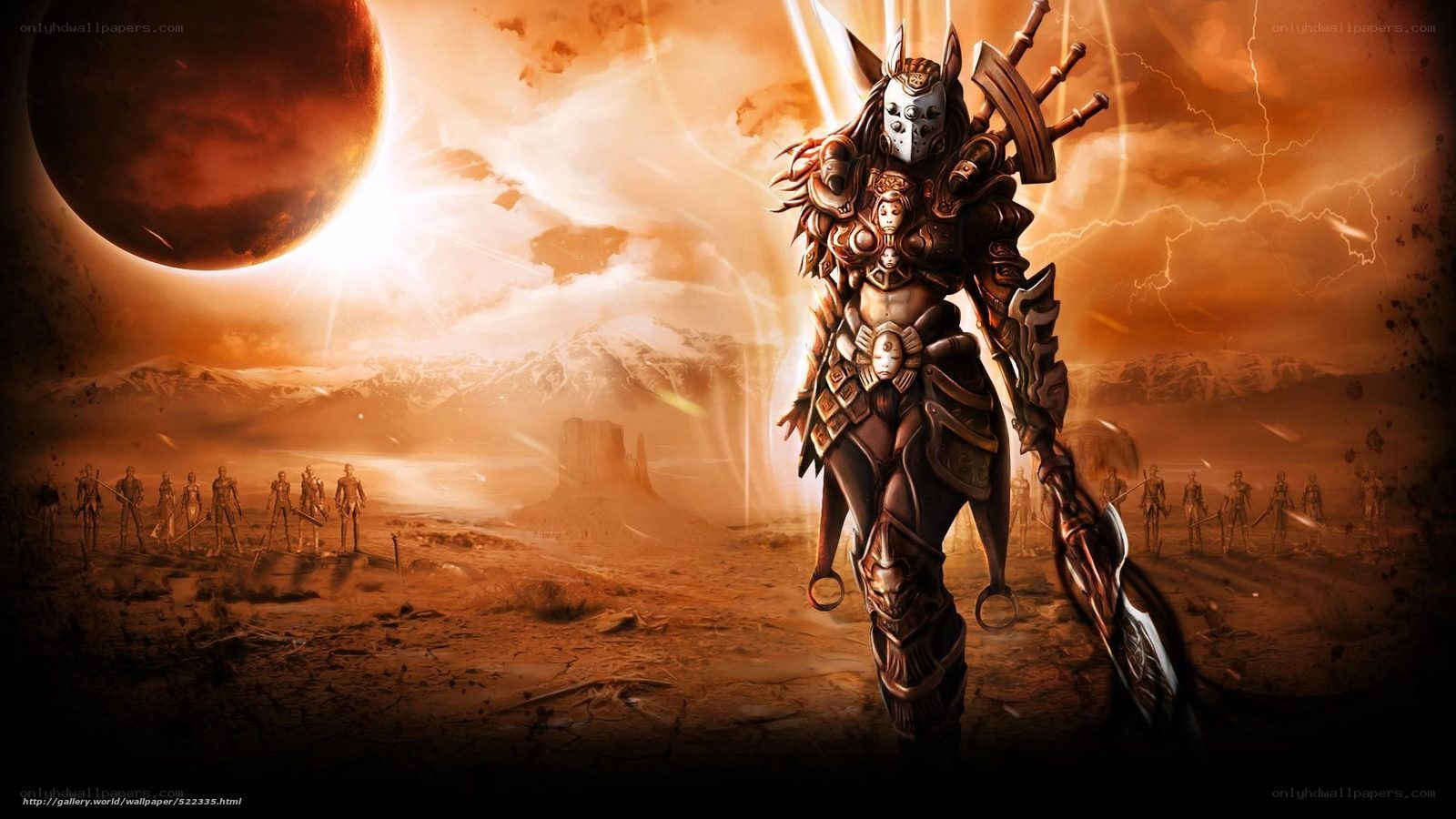 Warrior in a desolate landscape