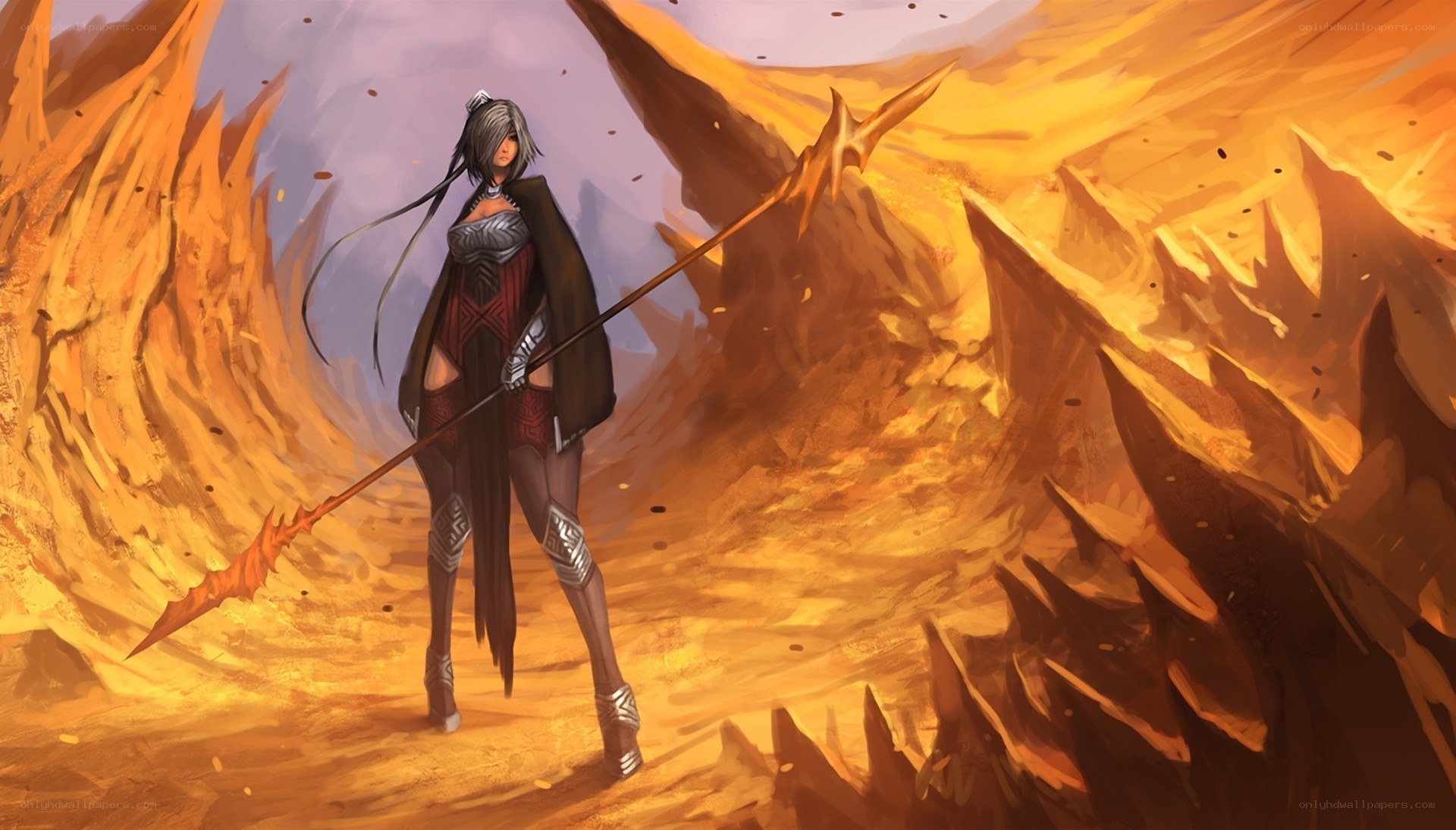 Warrior in a fiery canyon