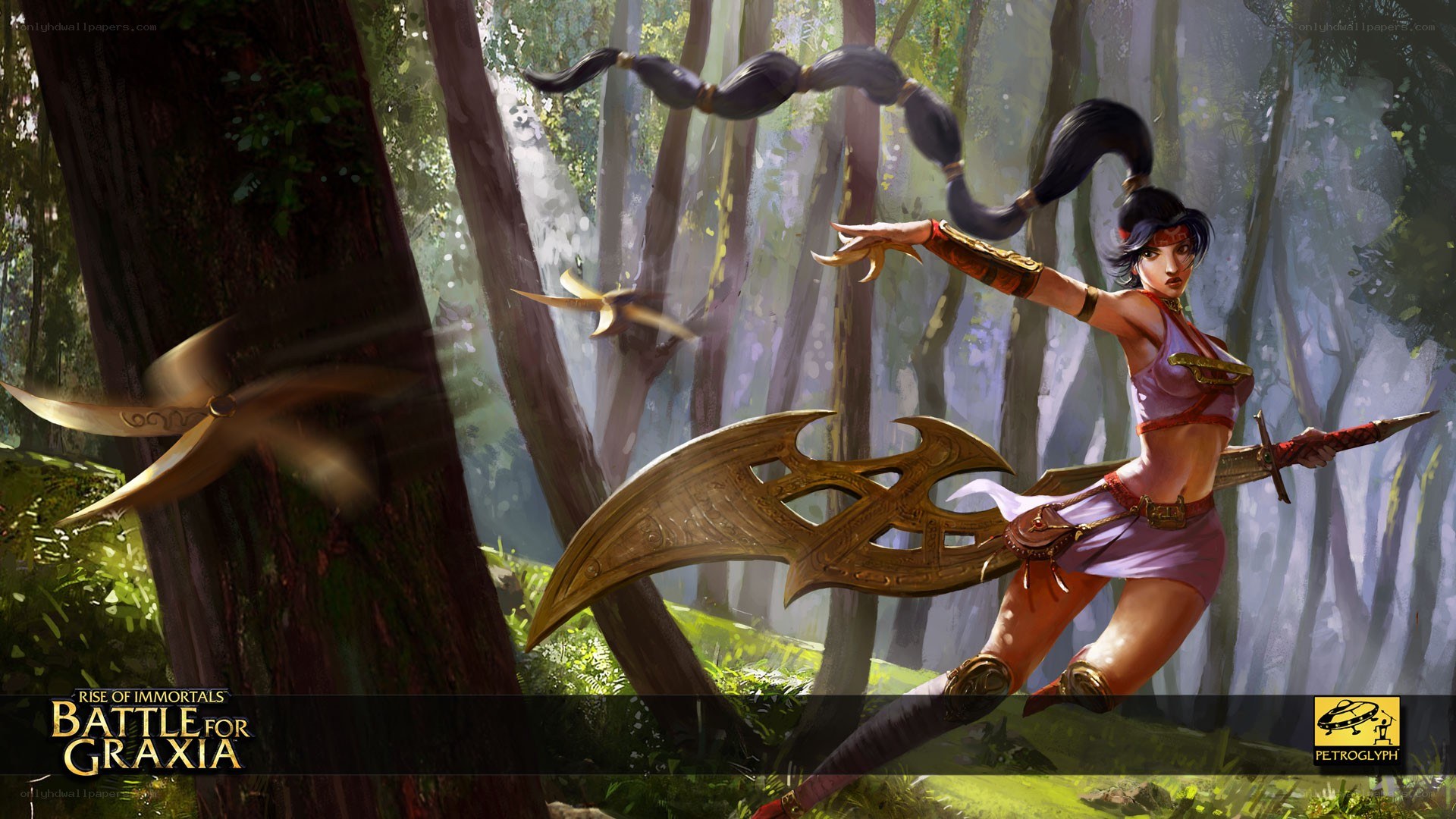 Warrior in a forest battle