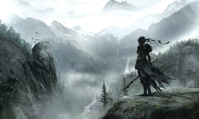 Warrior in a misty valley