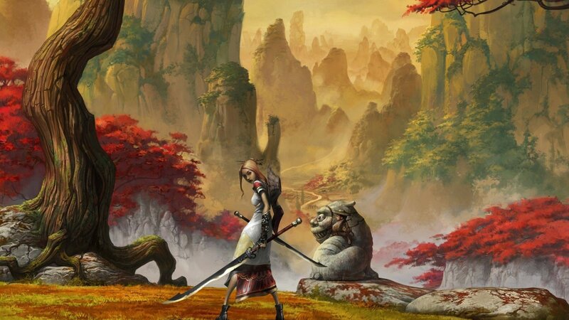 Warrior in a mountain valley