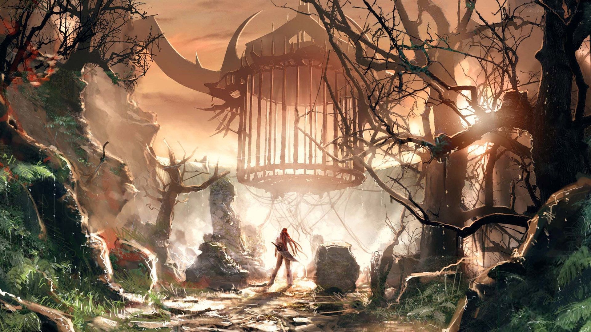Warrior in a mystical forest
