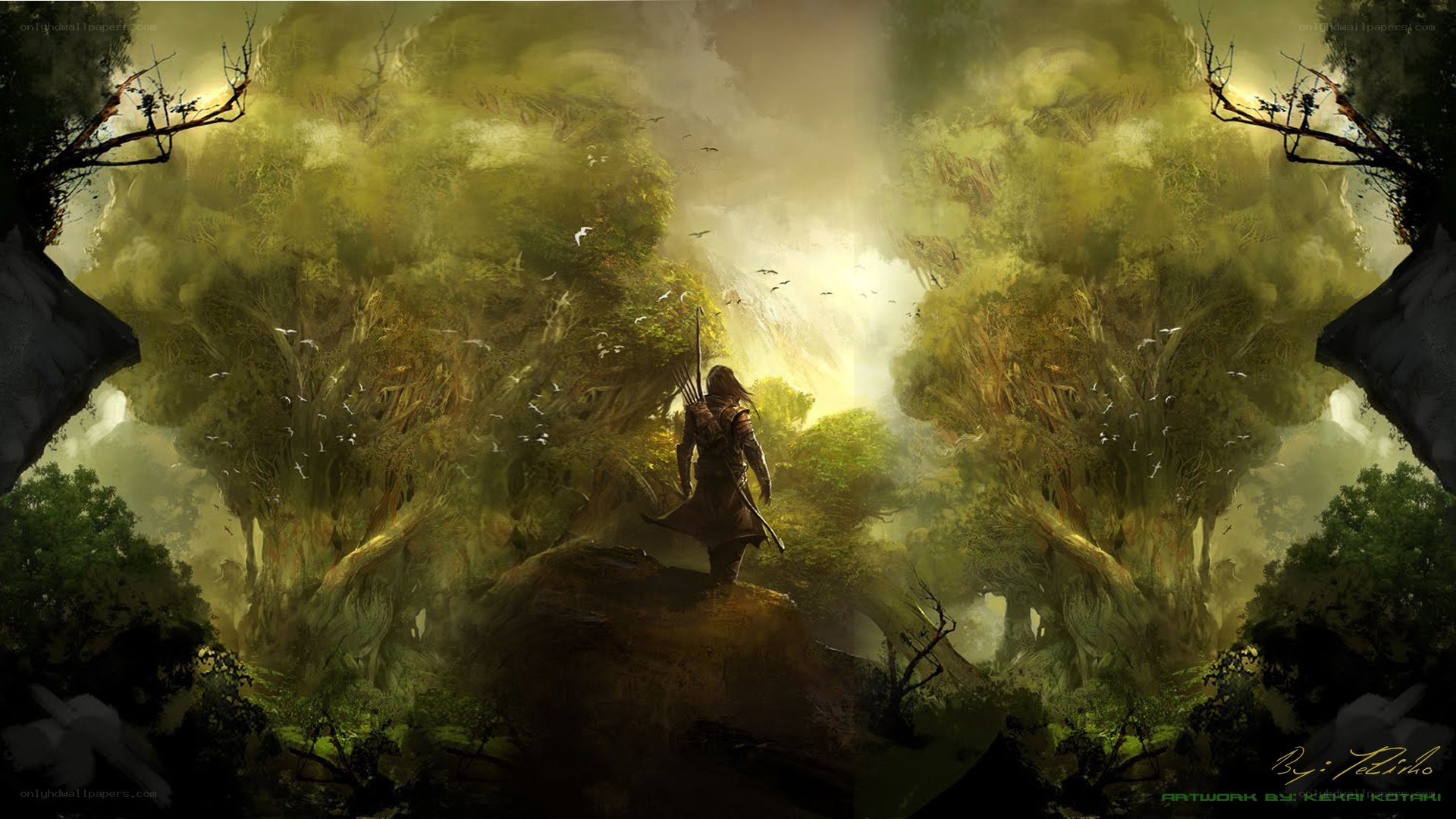 Warrior in a mystical forest