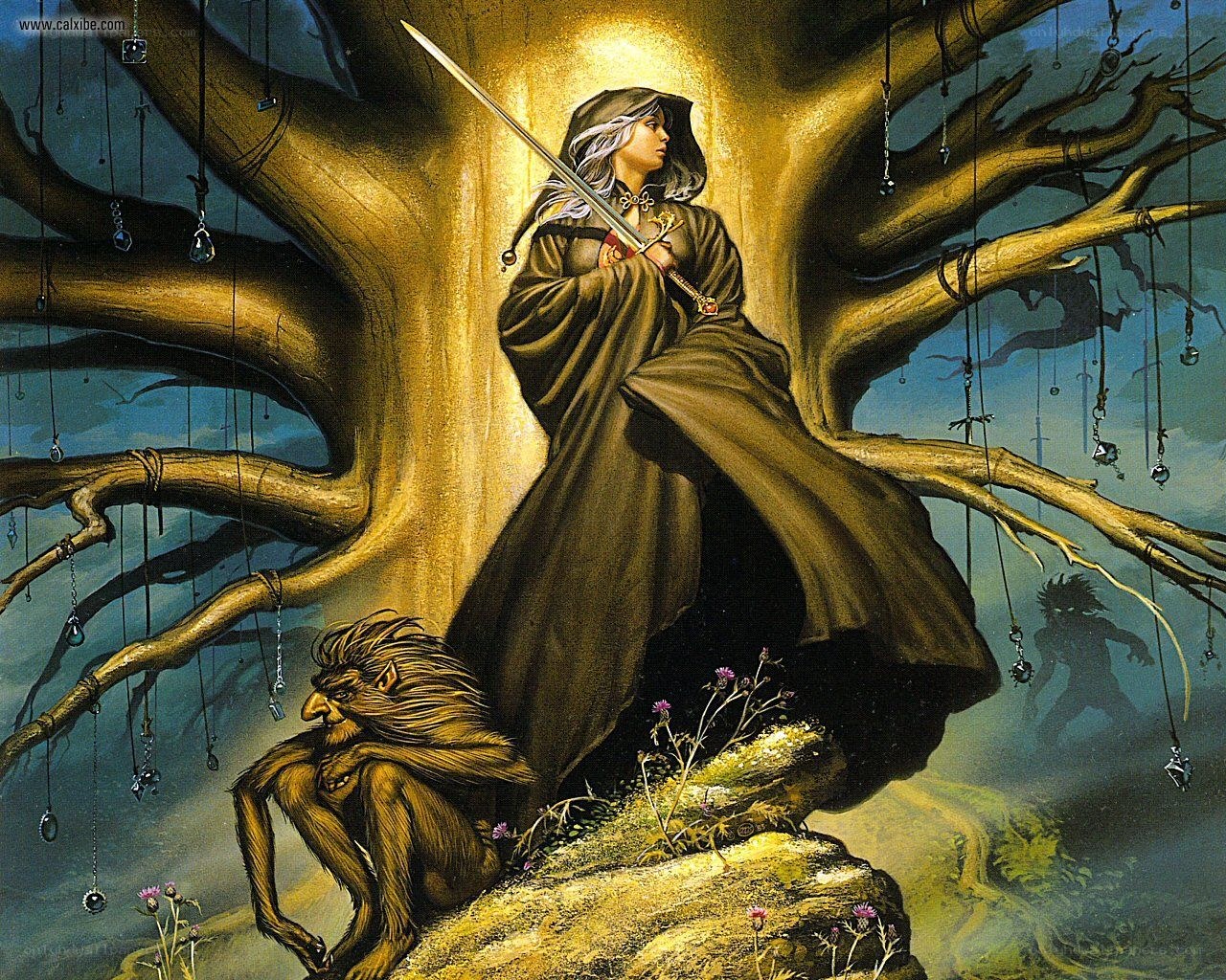 Warrior in a mystical forest
