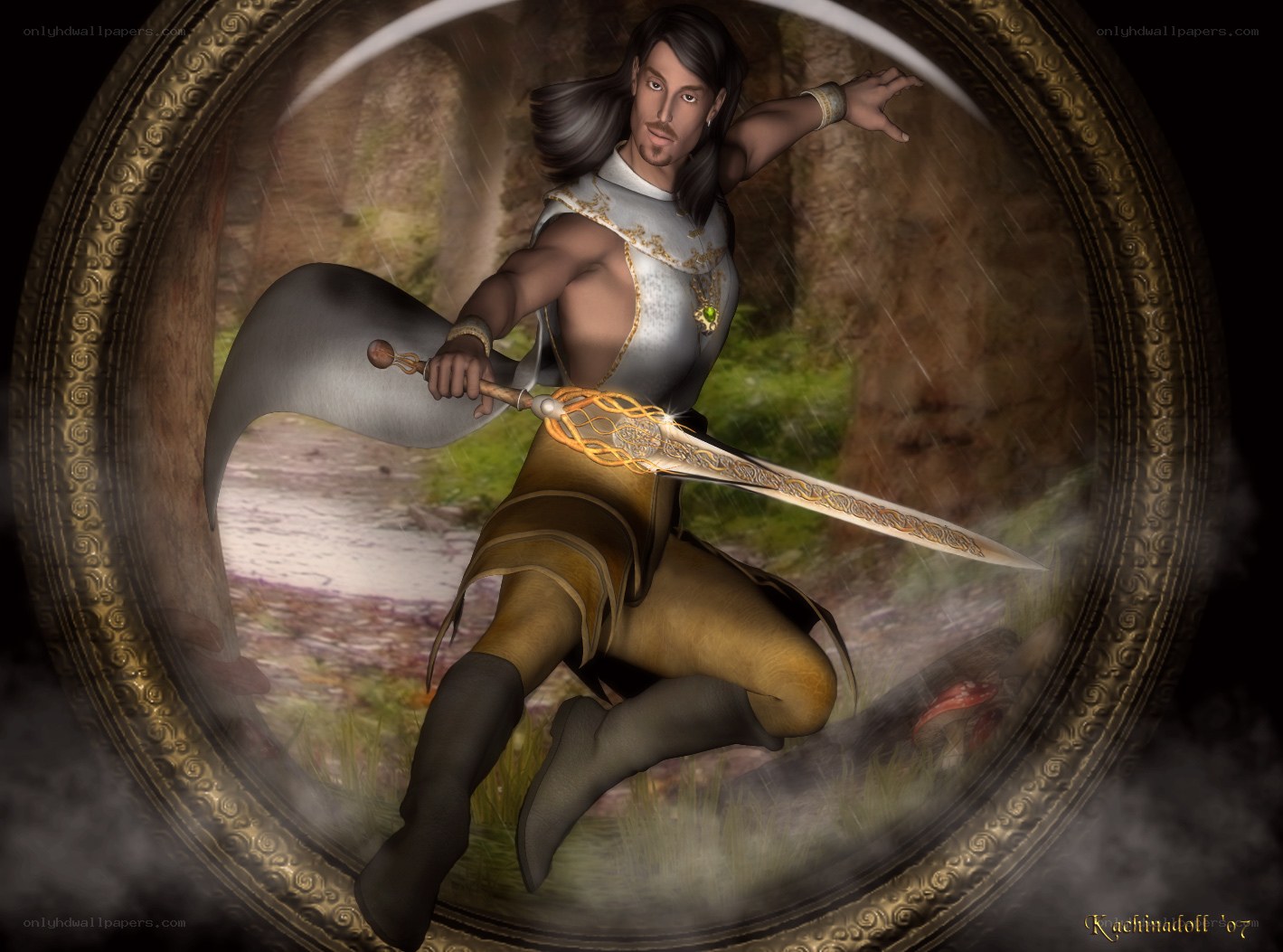 Warrior in a mystical frame