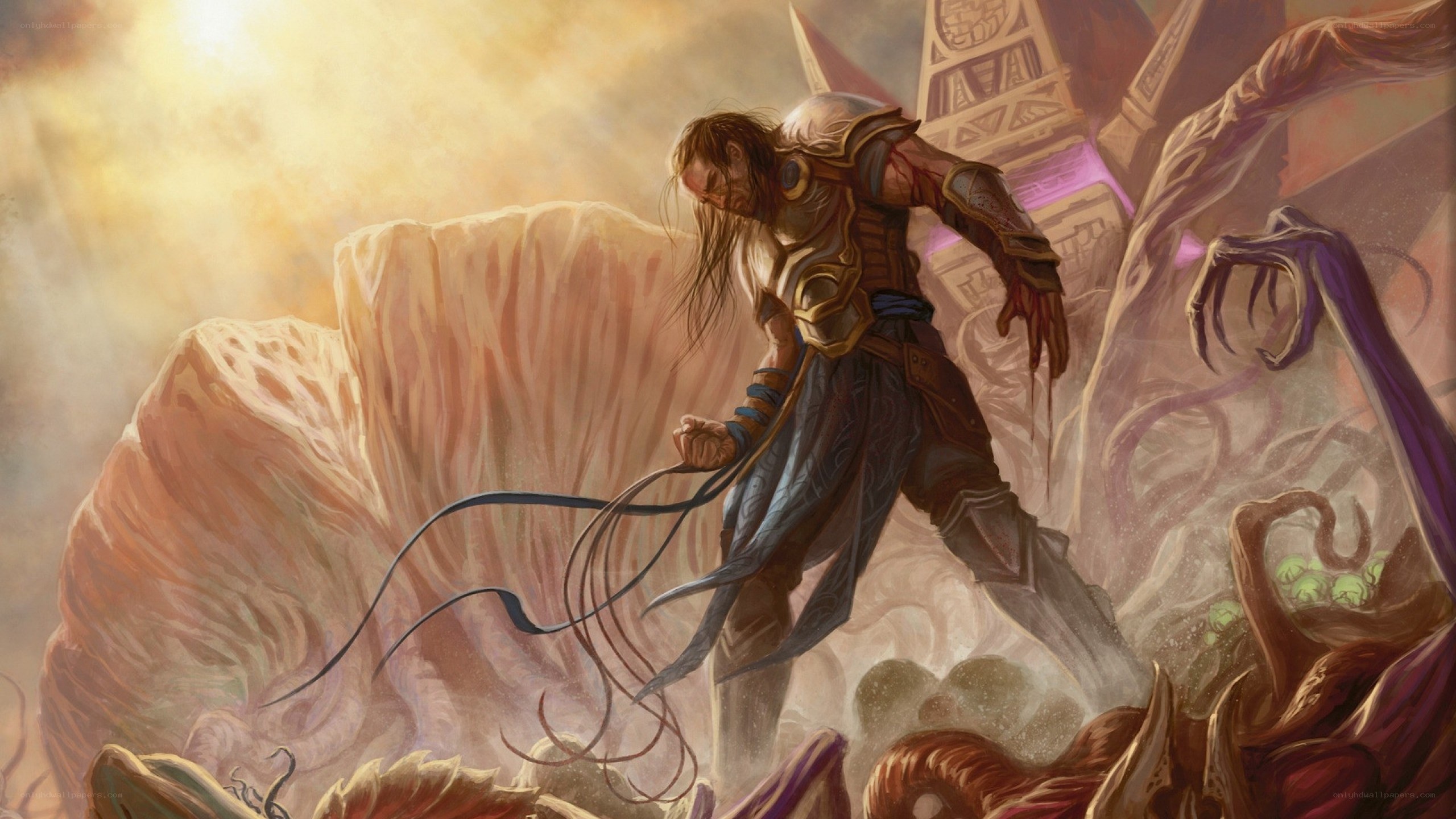 Warrior in a mystical landscape