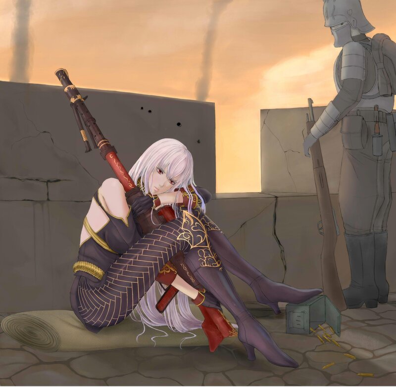 Warrior in a post-battle scene