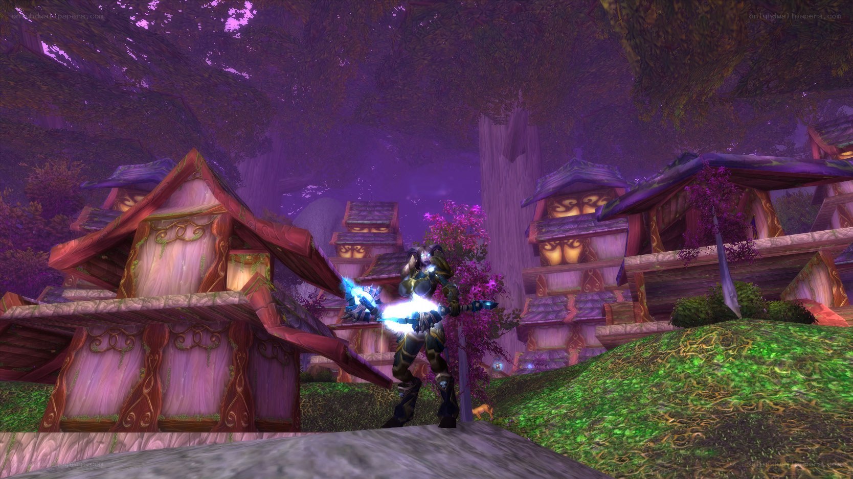 Warrior in a purple forest