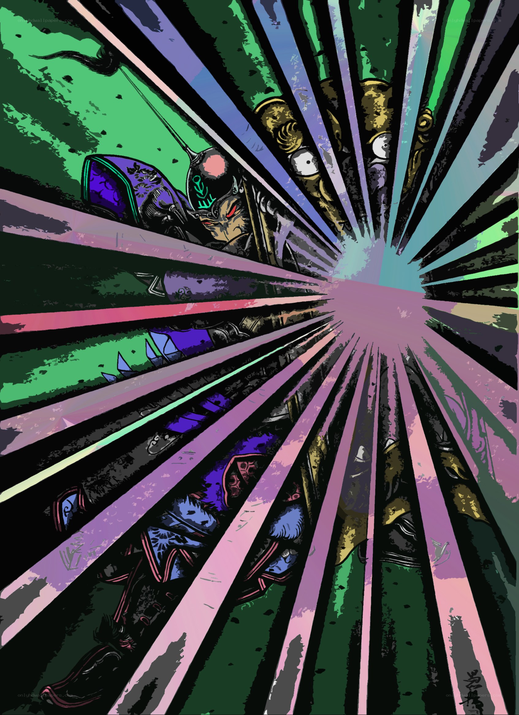 Warrior in a radiant burst