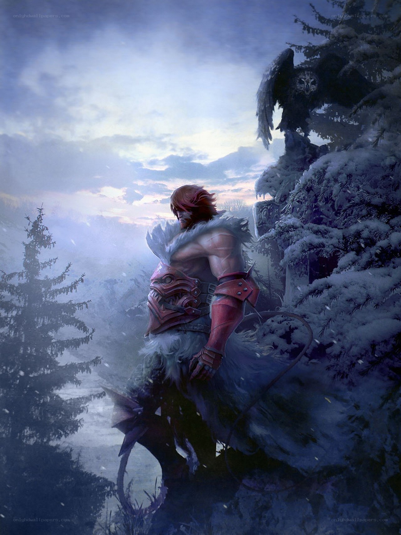 Warrior in a snowy forest