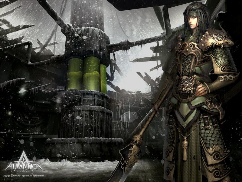 Warrior in a snowy ruin