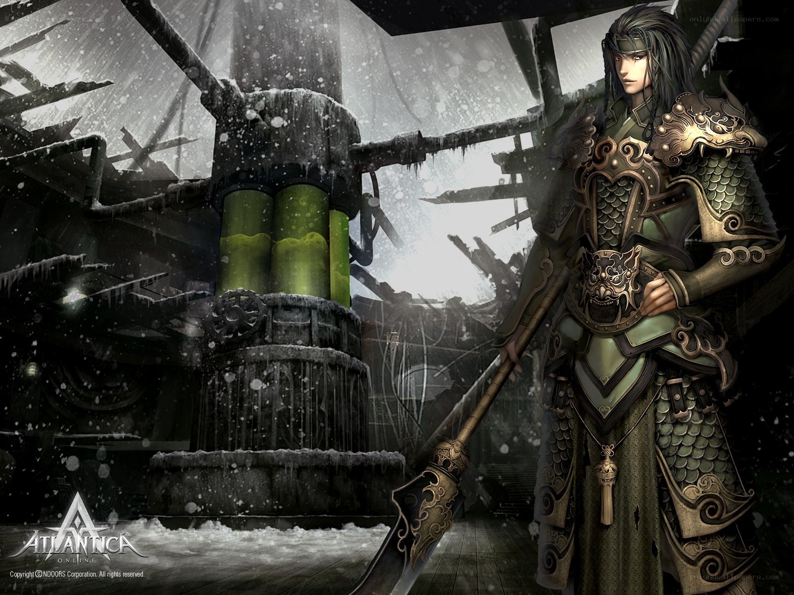 Warrior in a snowy ruin