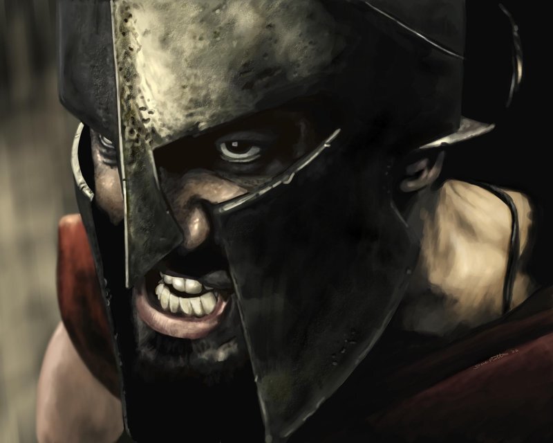 warrior in a Spartan helmet