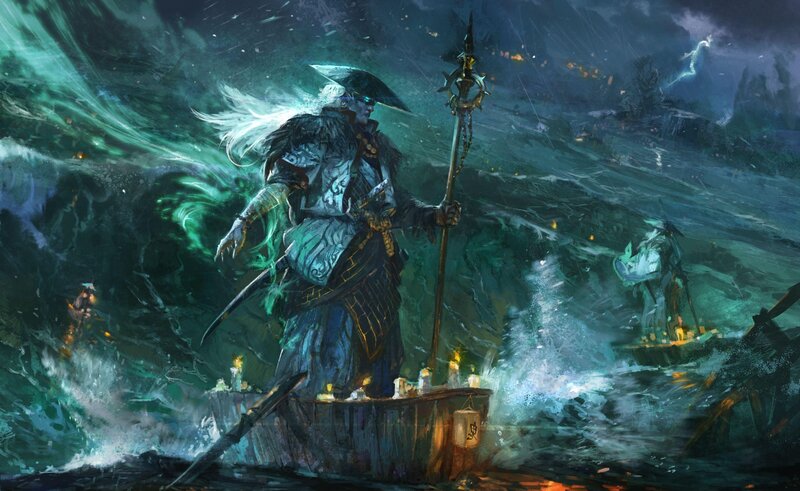 Warrior in a stormy sea