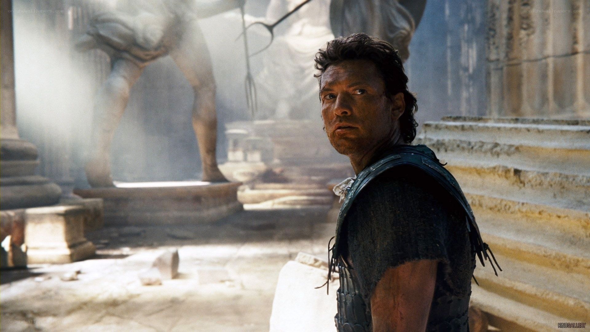 warrior in ancient ruins