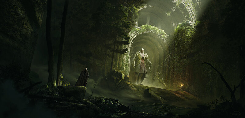 Warrior in Ancient Ruins — Green
