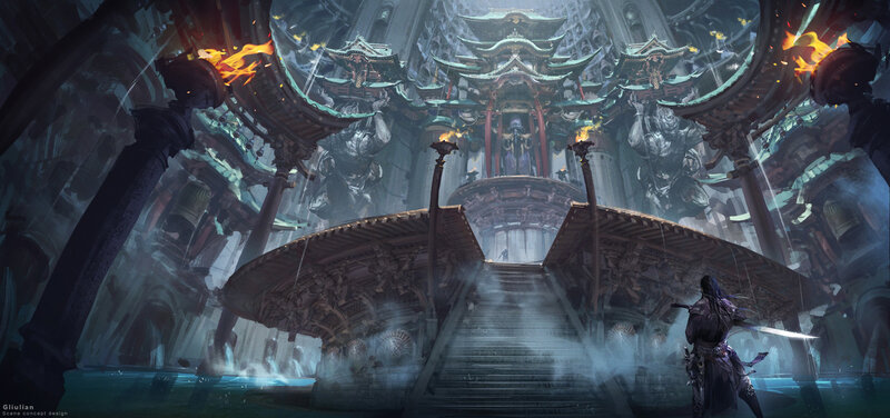 Warrior in Ancient Temple