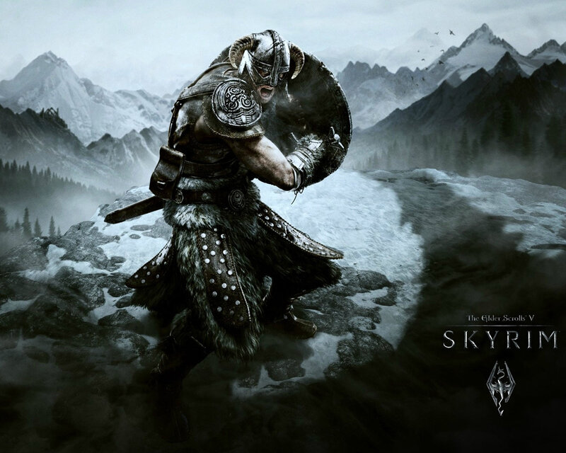 Warrior in Armor — Gray, Dramatic, Winter, Digital Art, Mountains, Shield