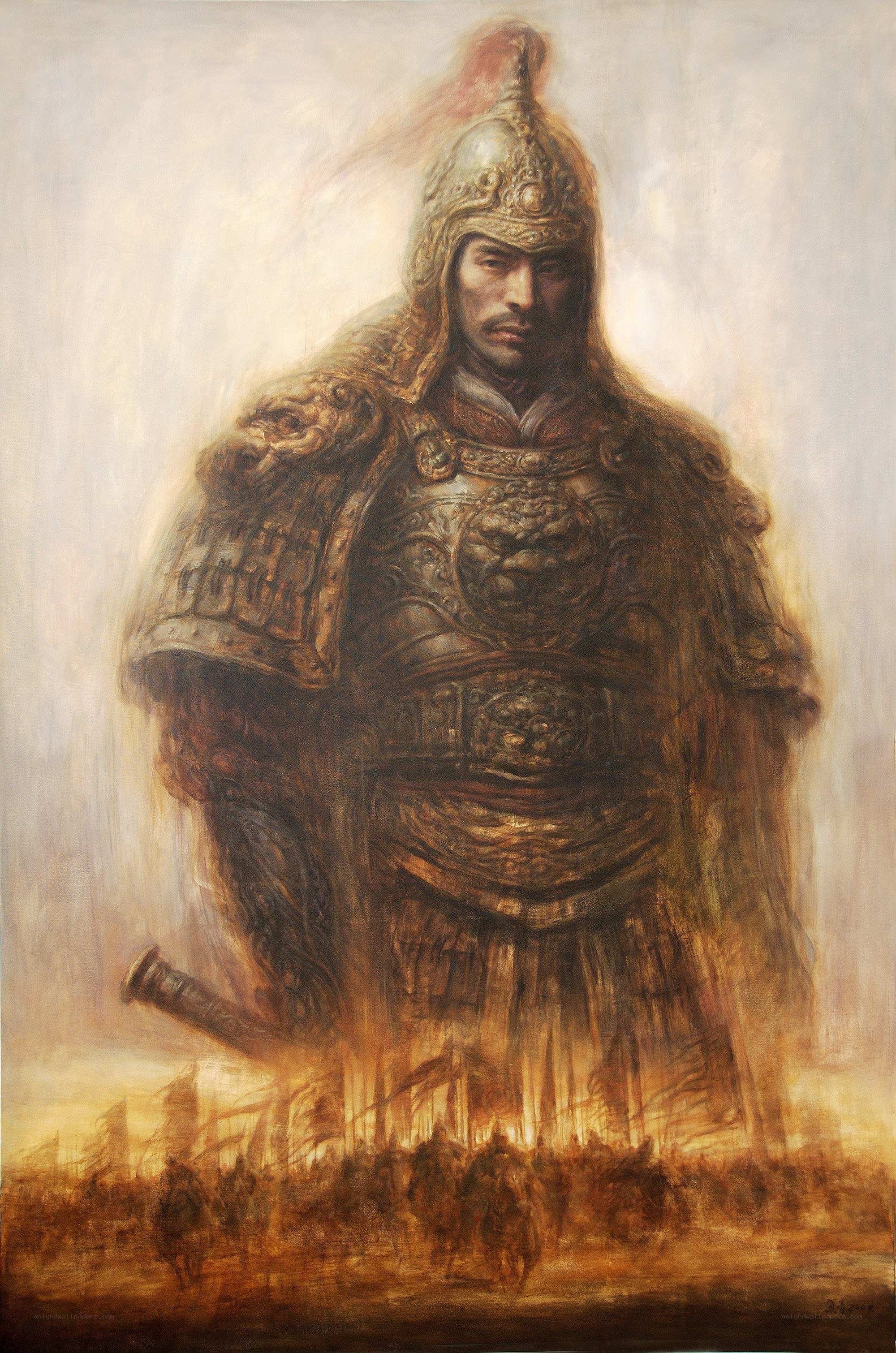 Warrior in armor painting