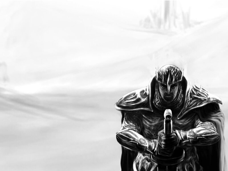 warrior in armor with sword