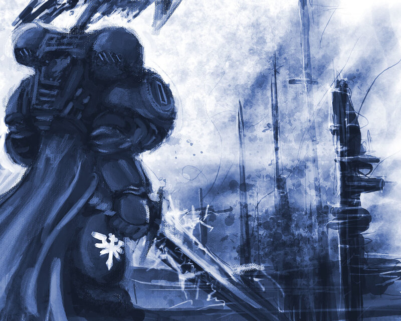 Warrior in blue armor