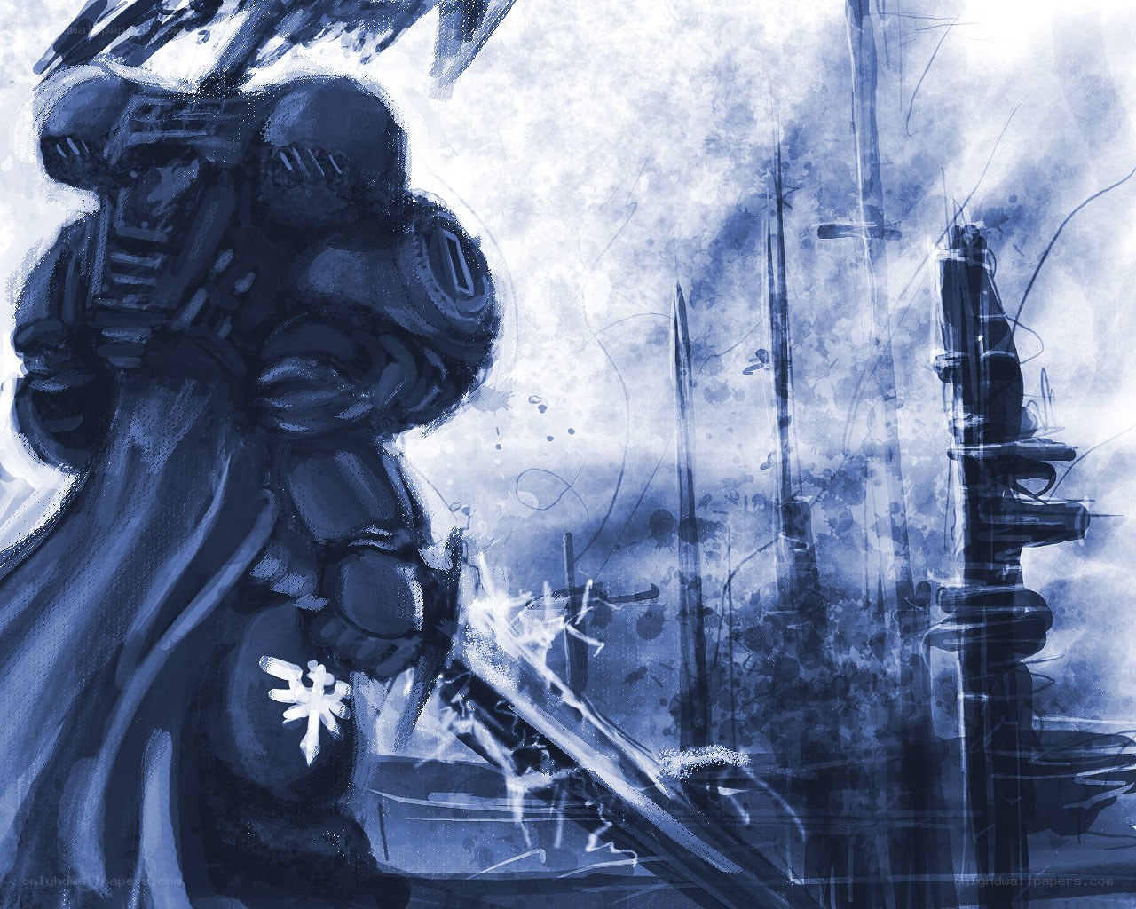 Warrior in blue armor