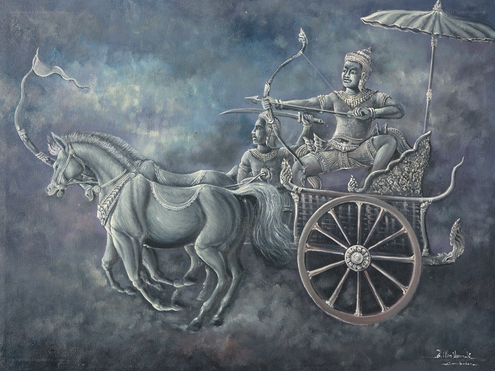 Warrior in Chariot Painting